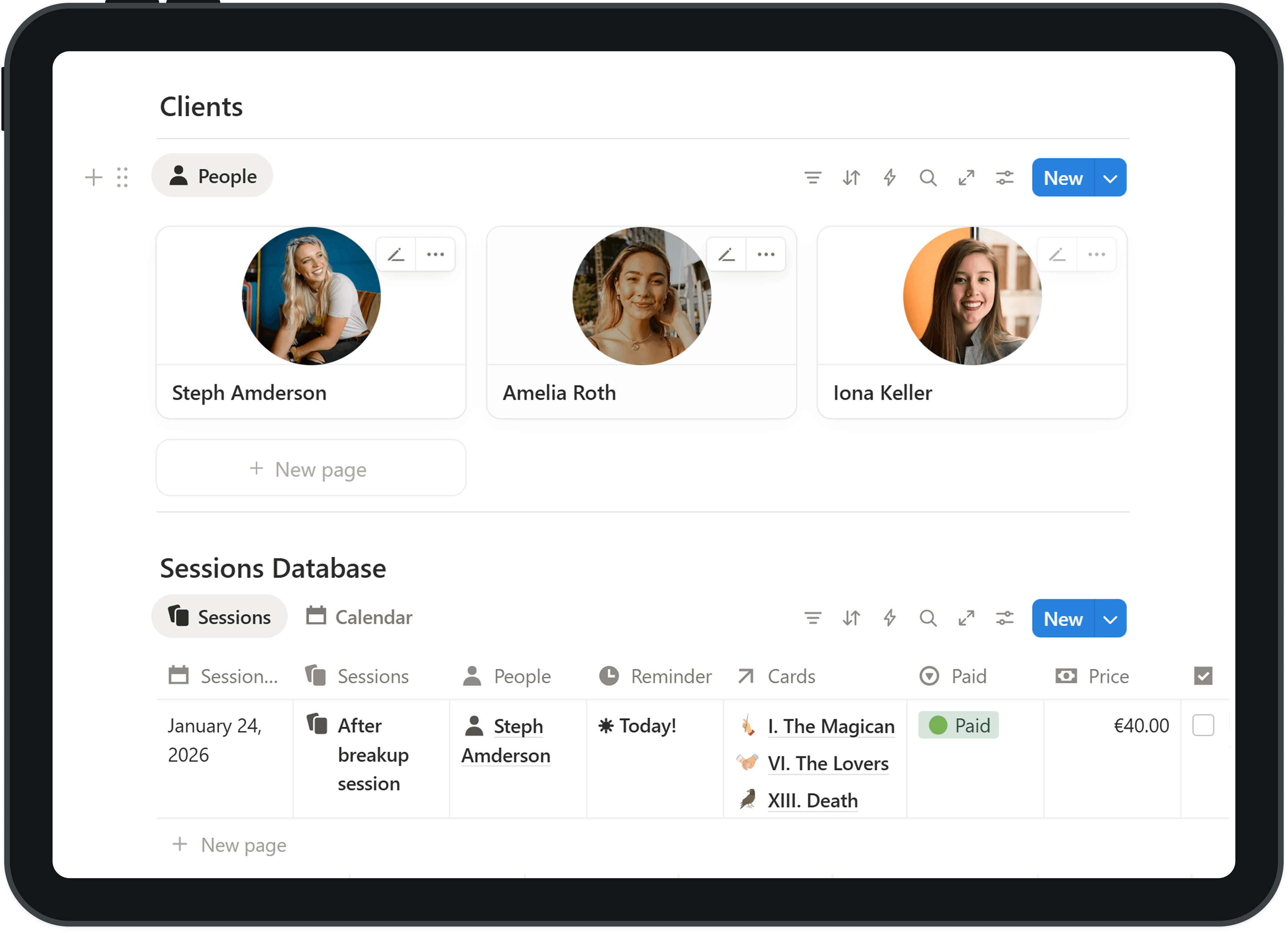 Client Hub & Session Log